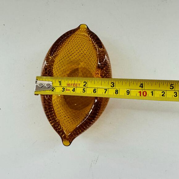 Vintage Amber MCM Blown Bubble Art Glass Dish Ashtray - Picture 5 of 5